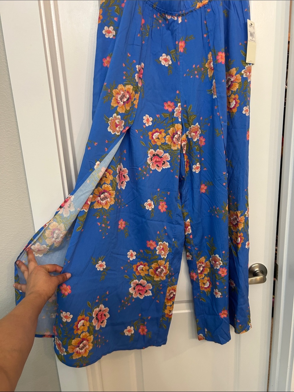 O'Neill Blue Floral Wide-Leg Pants with slit